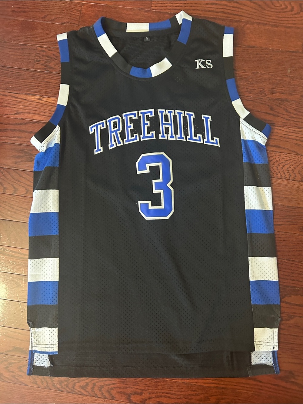 One Tree Hill Lucas Scott Black Basketball Jersey with Blue & White Accents #3